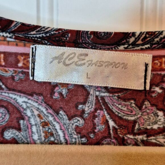 ACE Fashion Size L Maxi Boho Dress Bead Embellished 3/4 Sleeve Paisley V Neck - Picture 8 of 10